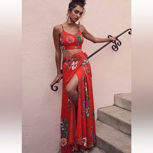 Bloom With a View Red Two-Piece Maxi Dress